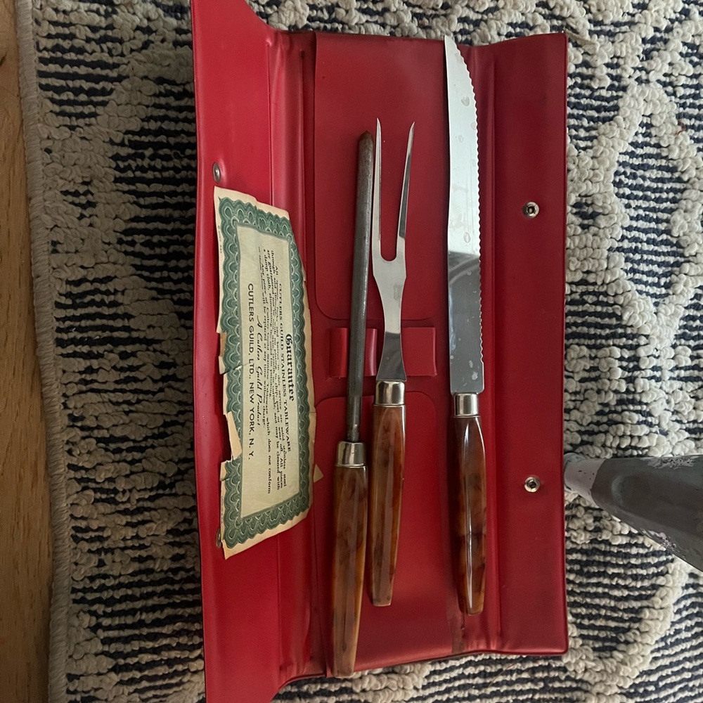 Vintage Cutler guild stainless tableware carving kit